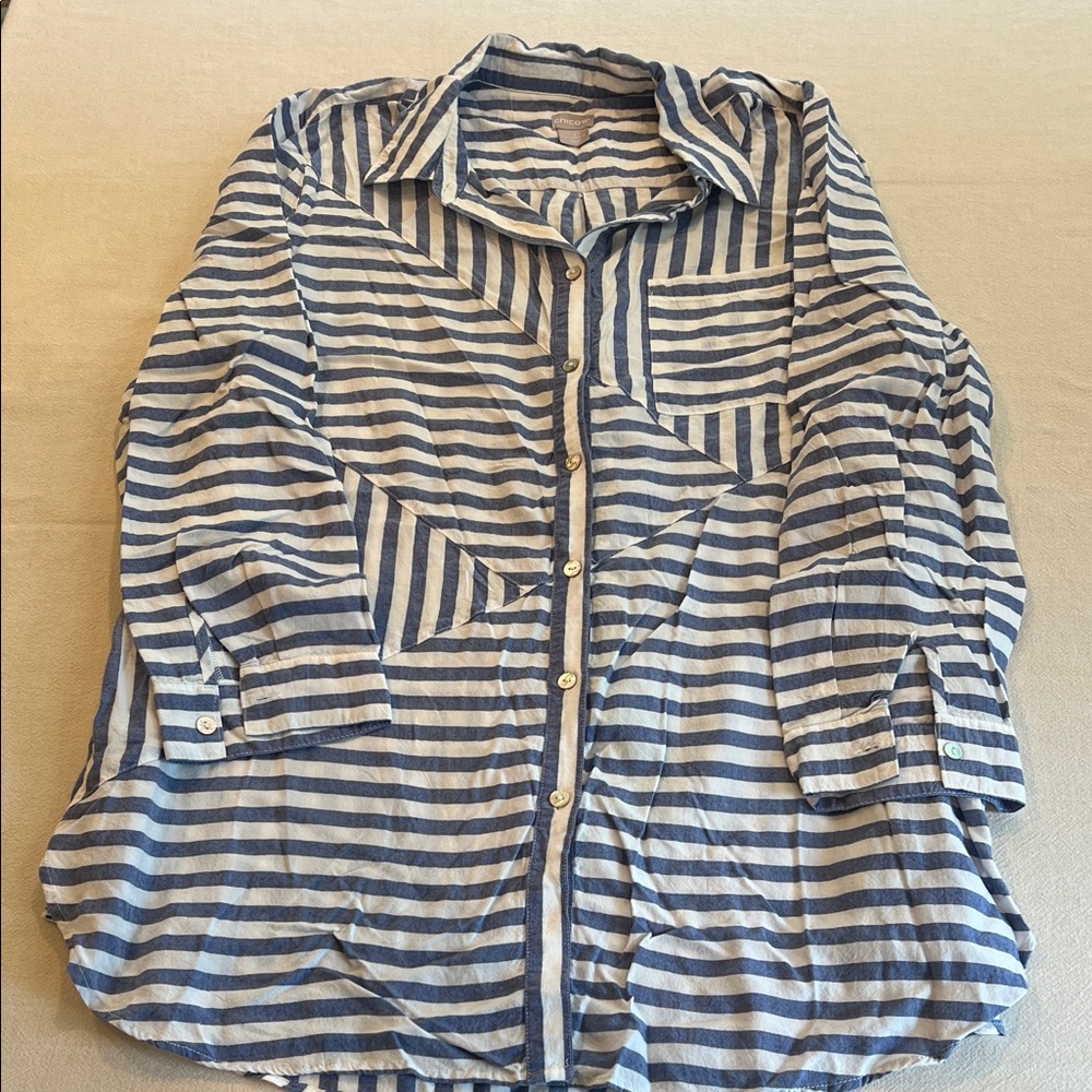 Chico's Navy & White Striped Shirt